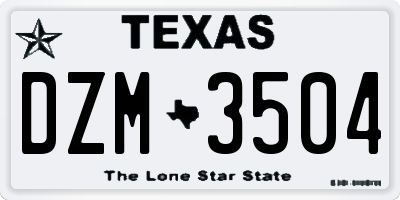 TX license plate DZM3504