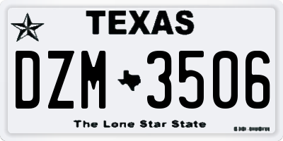 TX license plate DZM3506