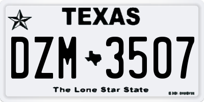 TX license plate DZM3507