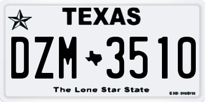 TX license plate DZM3510