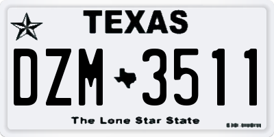 TX license plate DZM3511