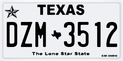 TX license plate DZM3512