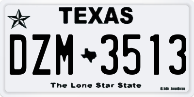 TX license plate DZM3513