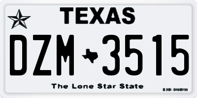 TX license plate DZM3515