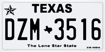 TX license plate DZM3516