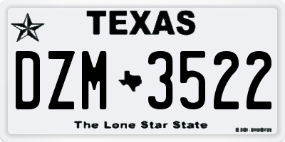 TX license plate DZM3522
