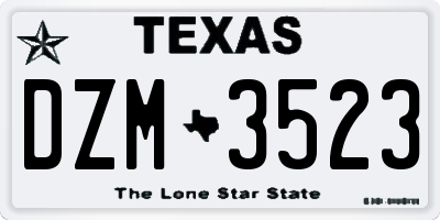 TX license plate DZM3523