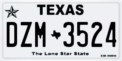 TX license plate DZM3524