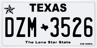 TX license plate DZM3526