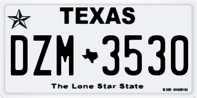 TX license plate DZM3530
