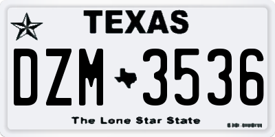 TX license plate DZM3536