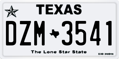 TX license plate DZM3541