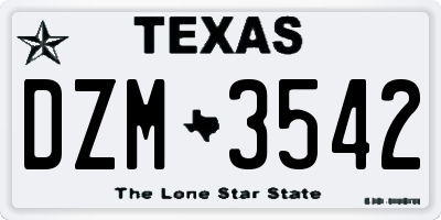 TX license plate DZM3542