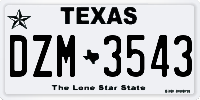 TX license plate DZM3543
