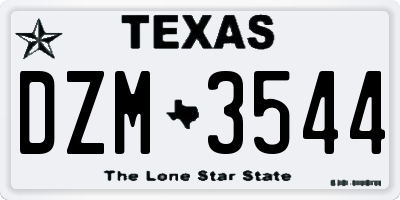 TX license plate DZM3544