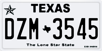 TX license plate DZM3545