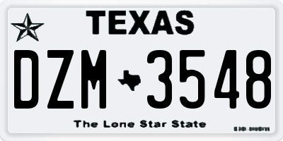 TX license plate DZM3548