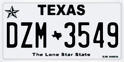 TX license plate DZM3549