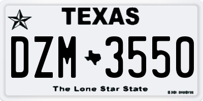 TX license plate DZM3550