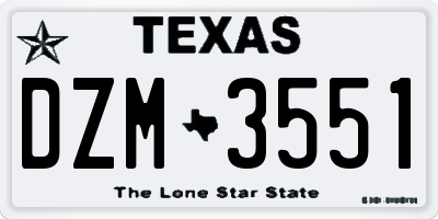 TX license plate DZM3551