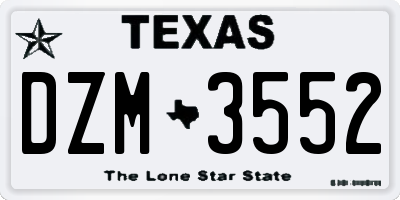 TX license plate DZM3552