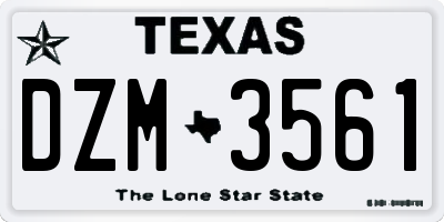 TX license plate DZM3561