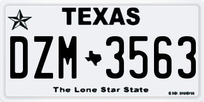 TX license plate DZM3563