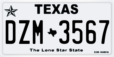 TX license plate DZM3567