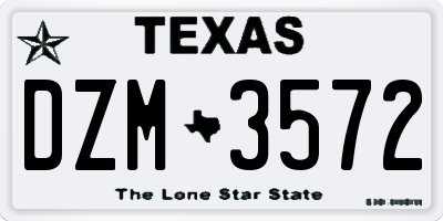 TX license plate DZM3572