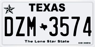 TX license plate DZM3574