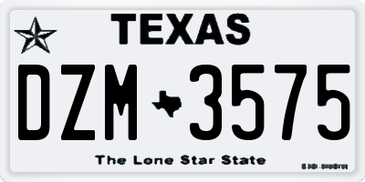 TX license plate DZM3575