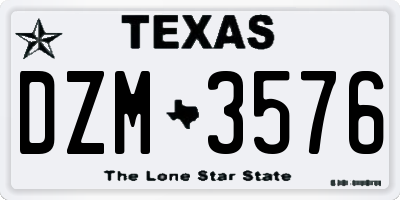 TX license plate DZM3576