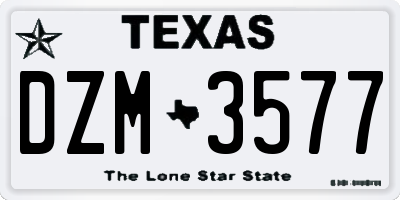 TX license plate DZM3577