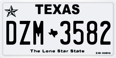 TX license plate DZM3582