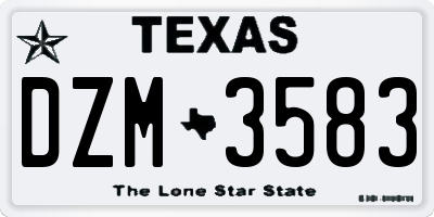 TX license plate DZM3583
