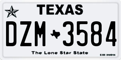 TX license plate DZM3584