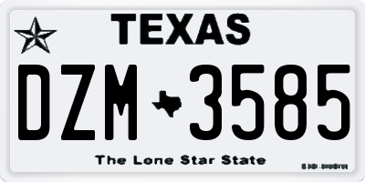 TX license plate DZM3585