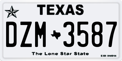 TX license plate DZM3587