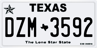 TX license plate DZM3592