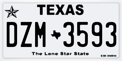 TX license plate DZM3593