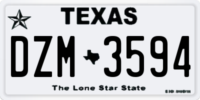 TX license plate DZM3594