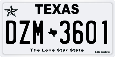TX license plate DZM3601