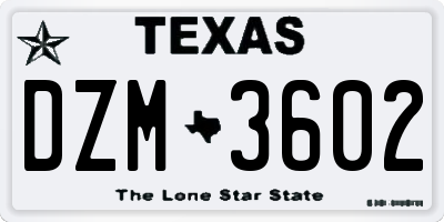 TX license plate DZM3602