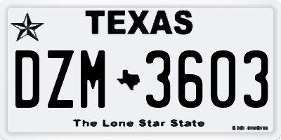 TX license plate DZM3603