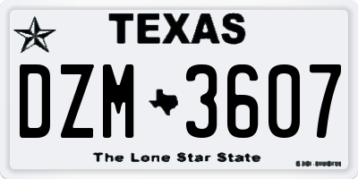 TX license plate DZM3607