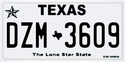TX license plate DZM3609
