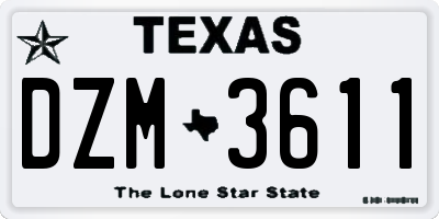 TX license plate DZM3611