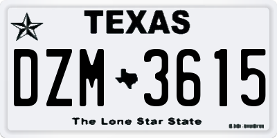 TX license plate DZM3615
