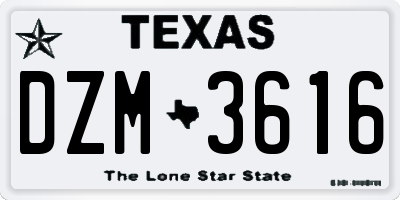 TX license plate DZM3616