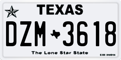 TX license plate DZM3618